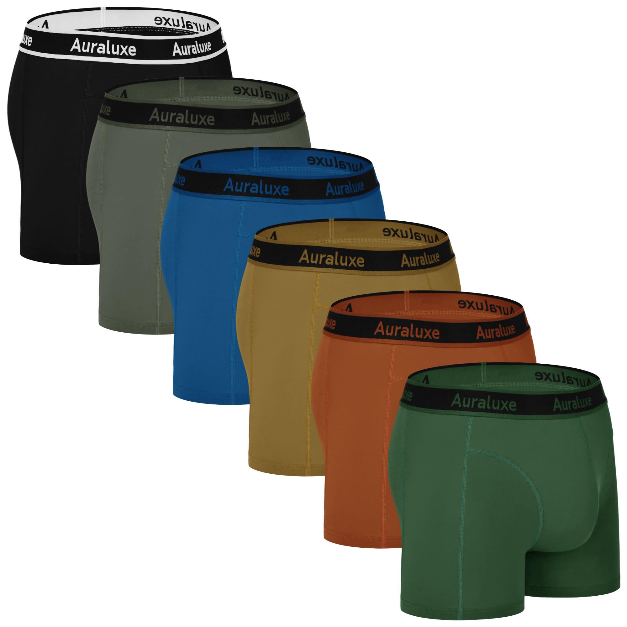 Auraluxe Boxershorts Herren Bambus Weiche Unterwäsche 6Pack | Männer Atmungsaktive Unterhosen Sport Retroshorts mit Stretch Herrenunterwäsche