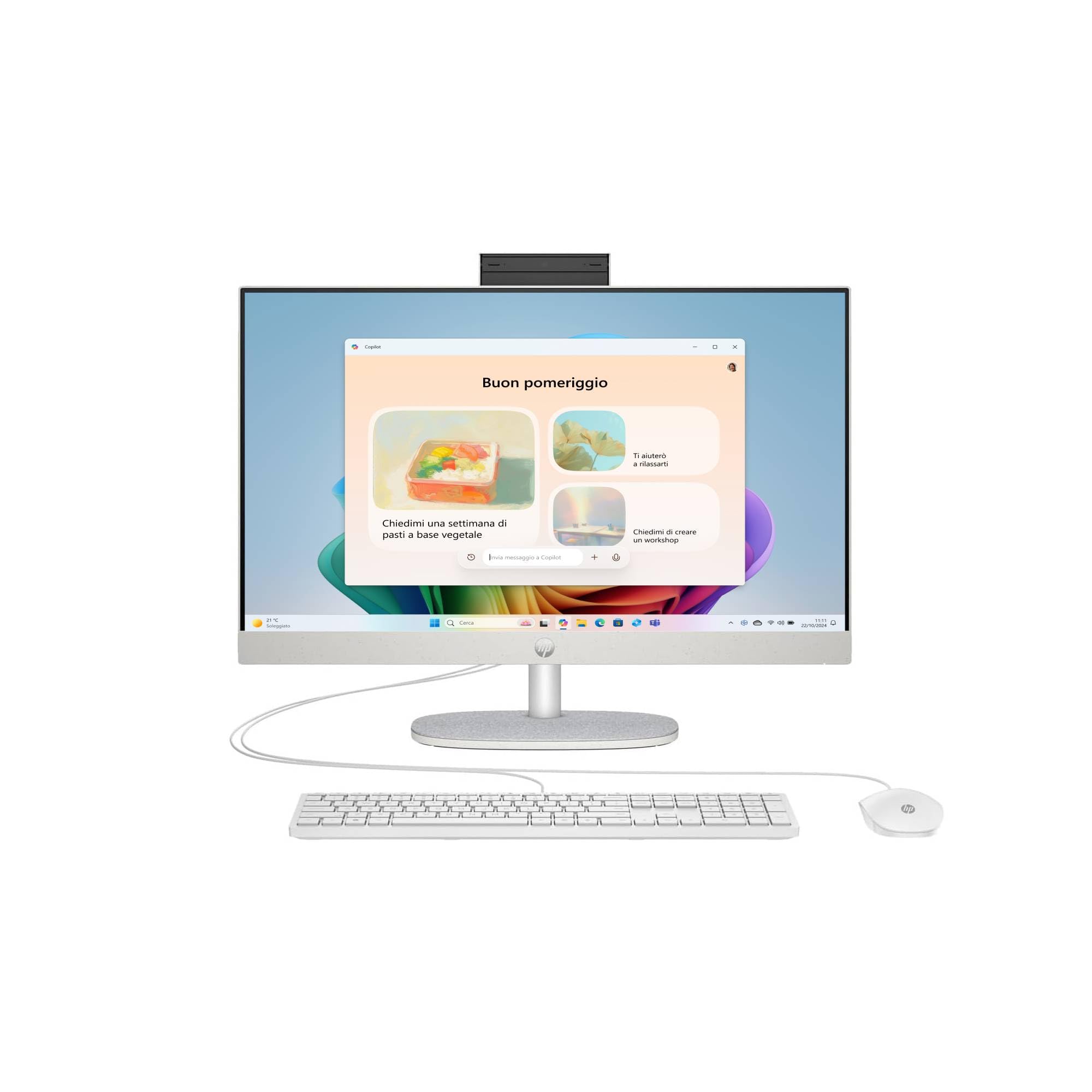 HP All-in-One 24-cr0000sl Intel Core i3-1315U 8GB RAM 512GB SSD 23,8" FHD IPS Windows 11 Bianco