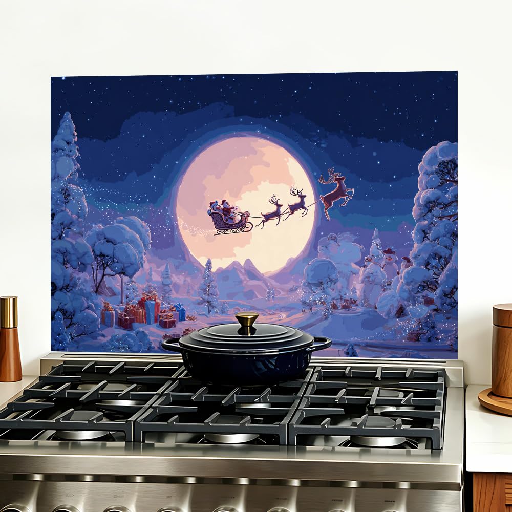 Santa Moonlit Night Backsplash Peel and Stick, 35.4x23.6 in