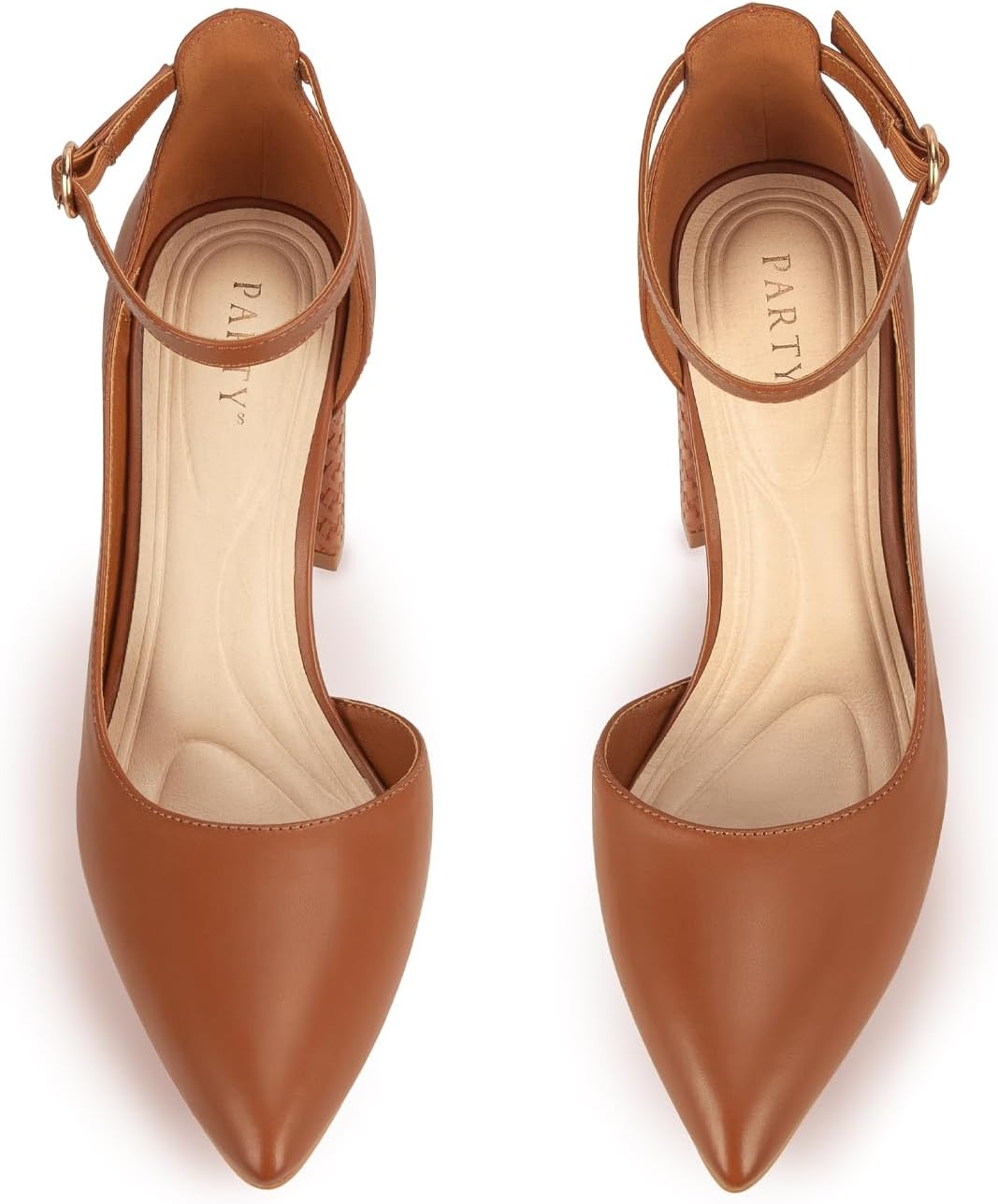 Women's Closed Toe Pumps 3-Inch Chunky Heels Pumps Ankle Strap Dress Wedding Shoes - Image 4