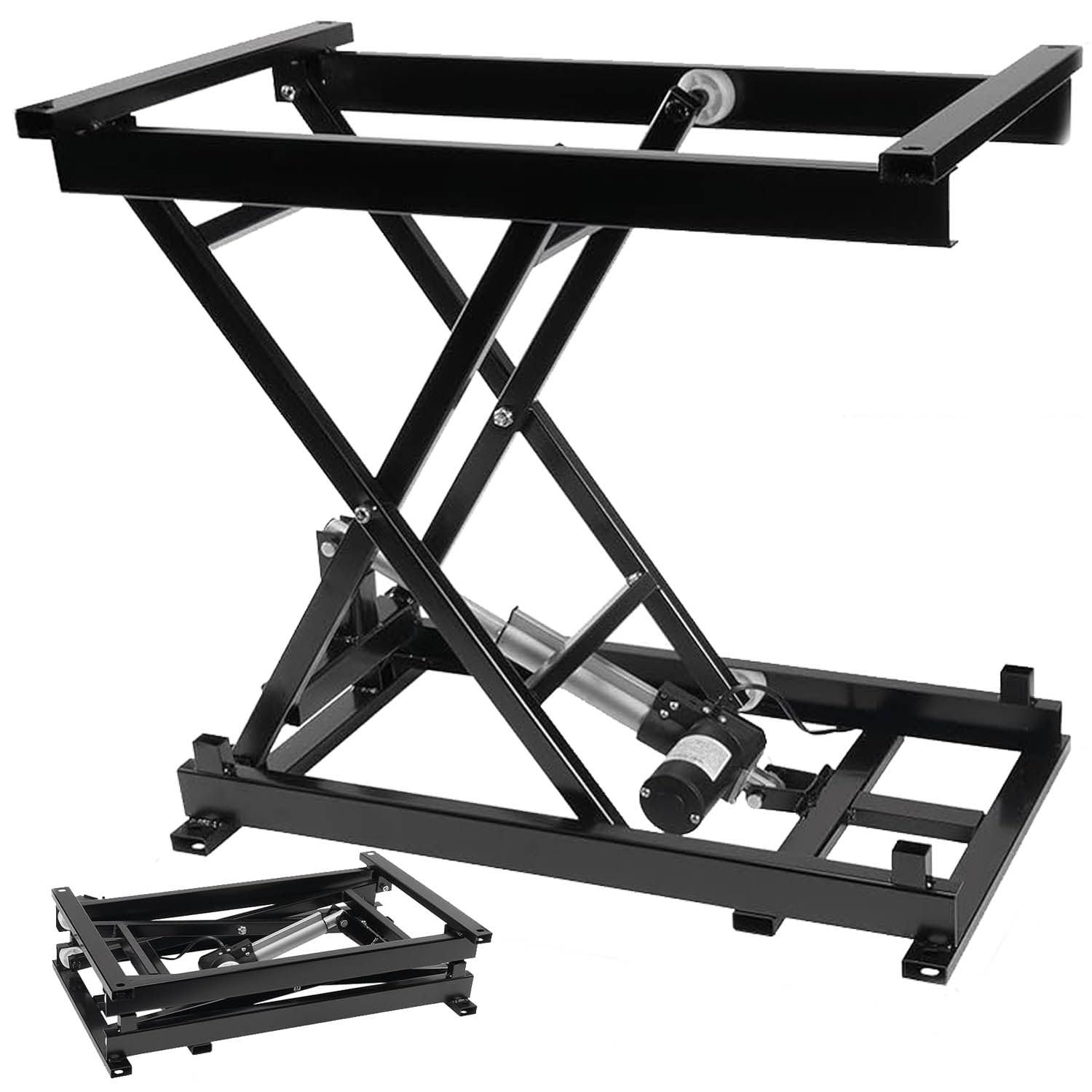 330lbs Elettrico Forbici Tavolo di Ascensore Piattaforma Idraulica Altezza Regolabile da 7.68 A 26,77 Pollici con Ruote Freno A Telecomando per Stazione di Lavoro Ergonomica