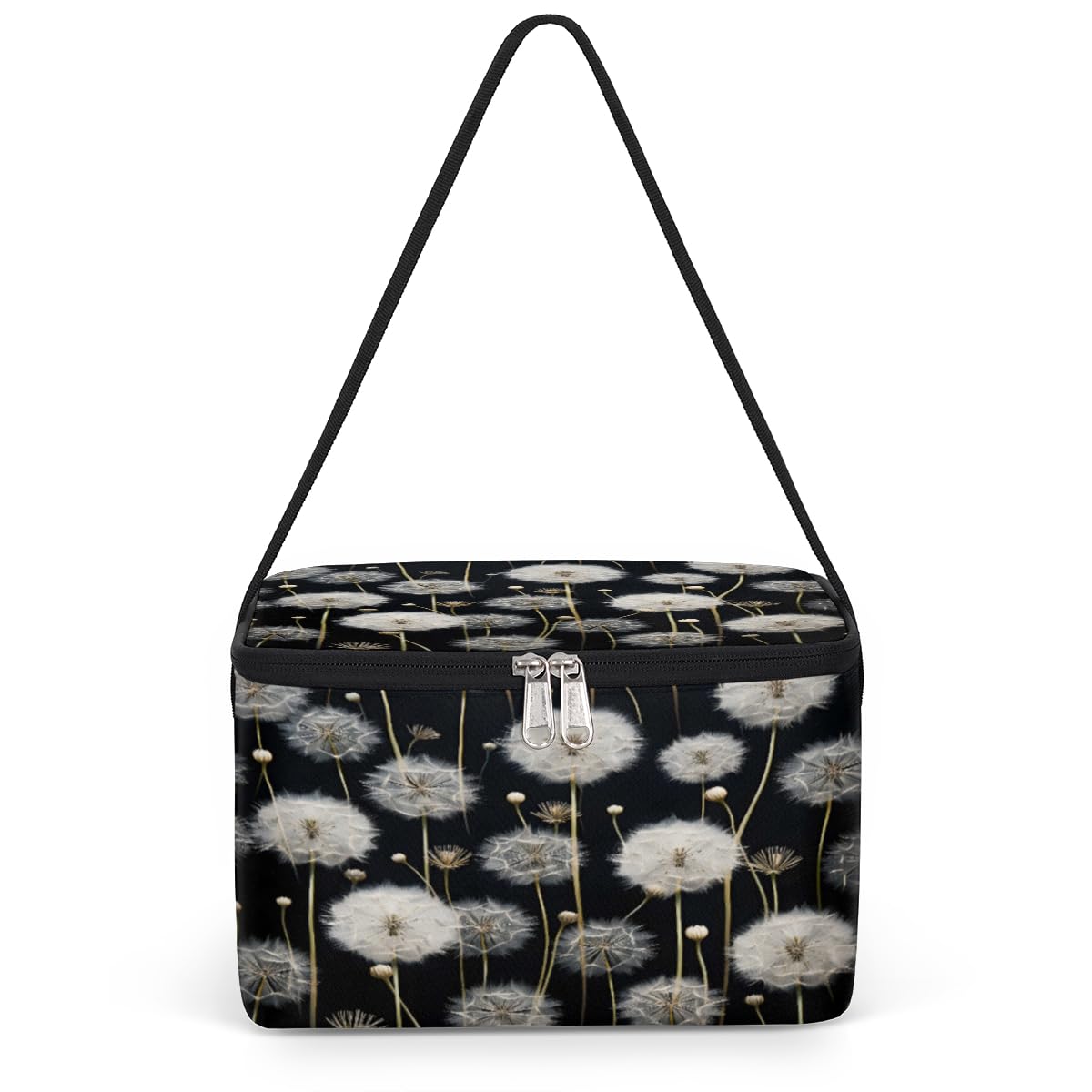GzLeyigou Dandelion Lunch Bags for Women Men 9 Cans, Hot & Cold Food Delivery Bag Insulated Grocery Bag Insulated Lunch Box White Dandelion Cooler Bag for Office Work Picnic Beach