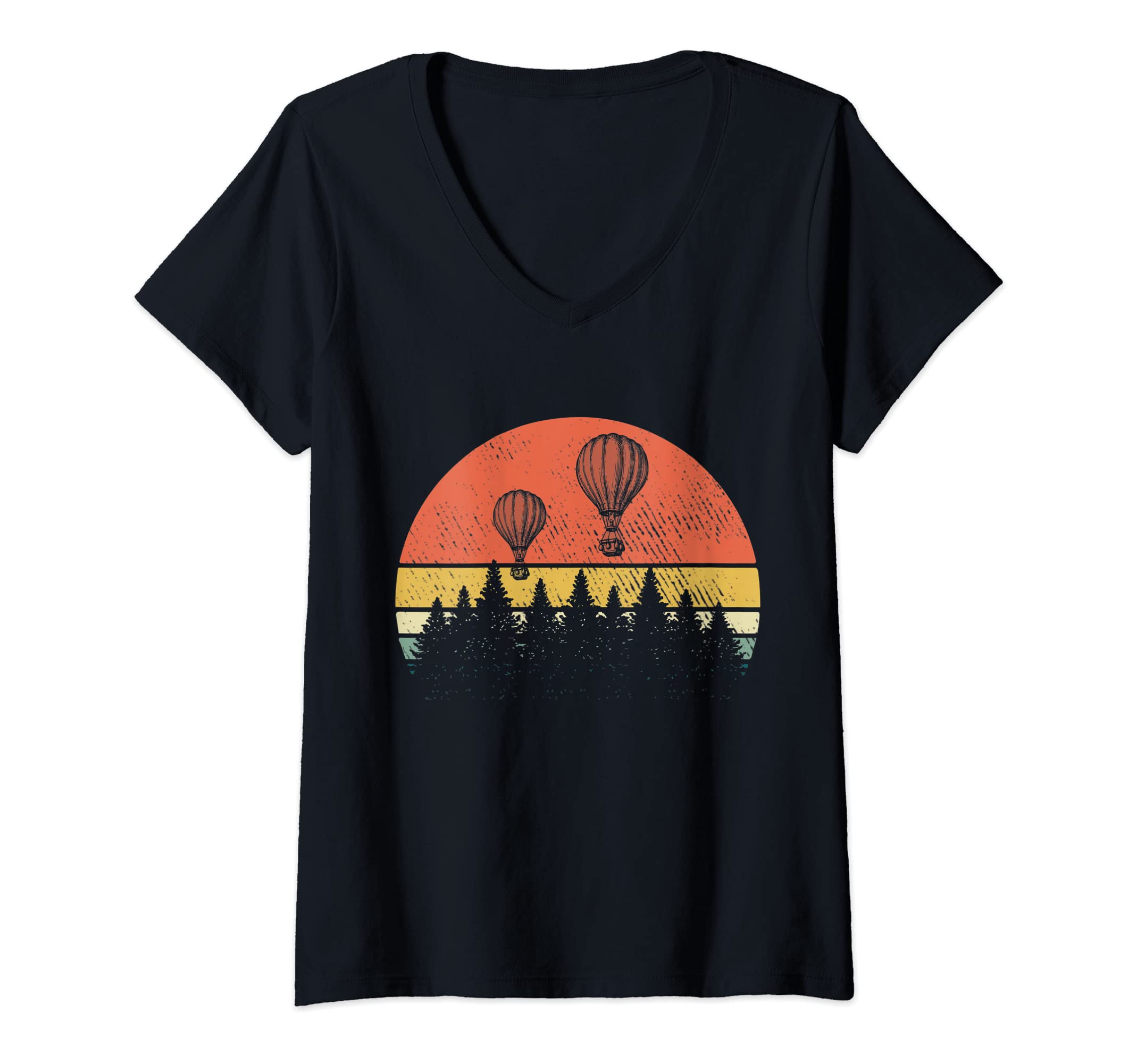Womens Hot Air Balloon Vintage Hot Air Balloons V-Neck T-Shirt