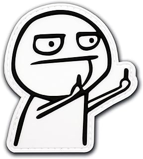 Middle Finger Meme Guy PVC Morale Patch - Funny Morale, Tactical, Military Patch - Velcro Patches, Military Patches - Perfect for Your Tactical Military Army Gear, Backpack, Cap, Vest