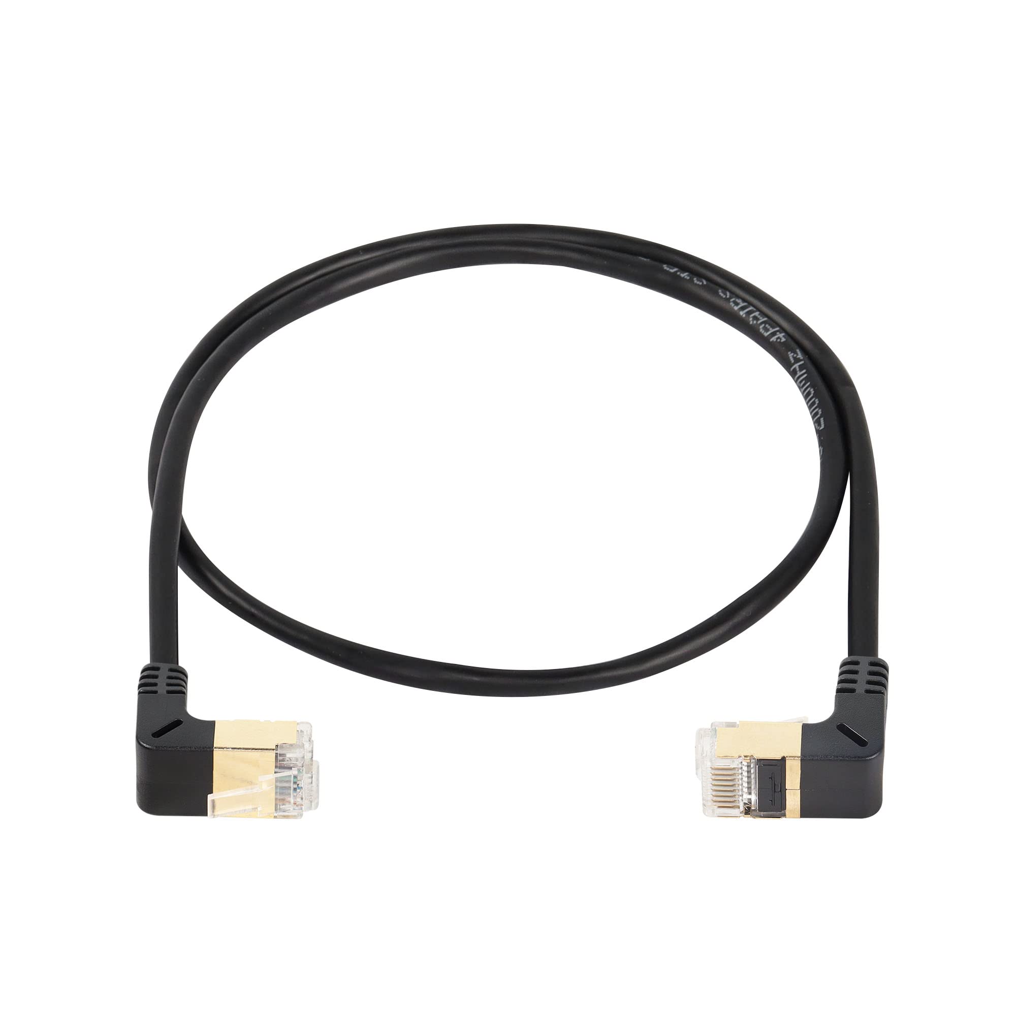 SinLoon RJ45 Cat8 Ethernet Cable,90 Degree Male to Male High Speed Cat8 Network Cable,40Gbps 2000Mhz SFTP Patch Cord For Router Modem Server (UP to down)