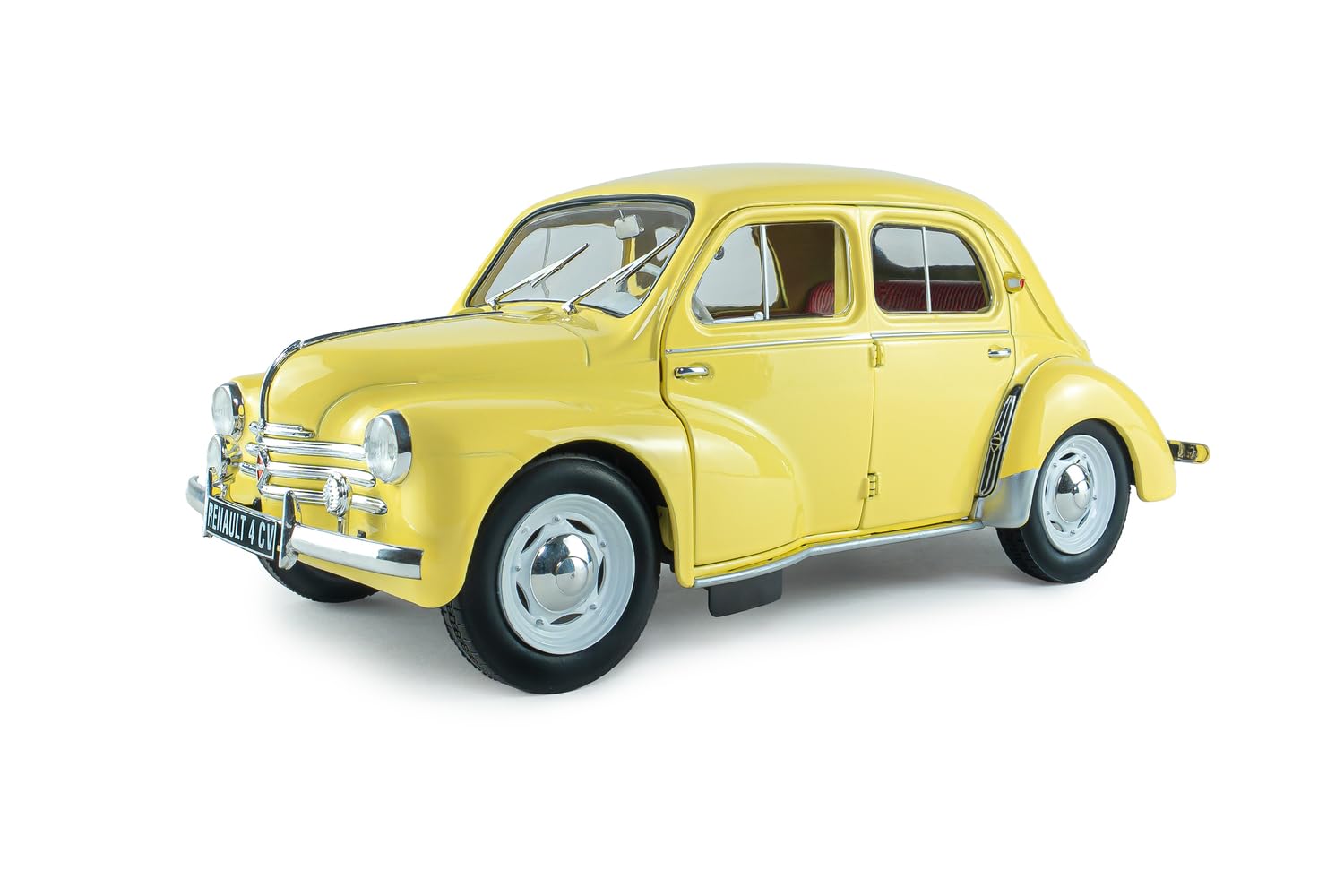 Solido Renault 4CV 1:18 Beige (Jaune Infante) | Detailgetreues Diecast Modellauto, französischer Kleinwagen-Klassiker mit runder Karosserie, Chromdetails