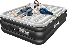 Colchão de Ar Queen Size Premium, Inflável Portátil com Bomba de Lítio Embutida, Cama de Ar para Camping e Casa (Casal)