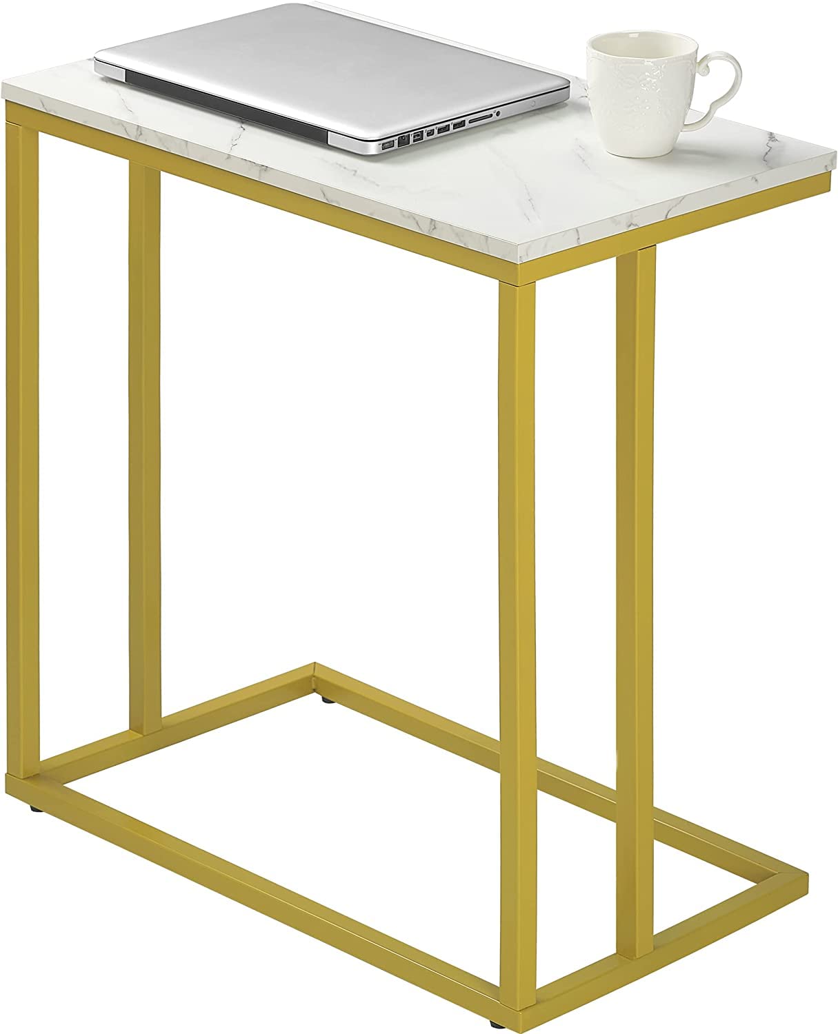 New Mark Impex C Shaped Side Table - End Table for Sofa Couch & Living Room, TV Tray Table, 23" W x 13.5" D x 27" H, Gold Frame-image-24