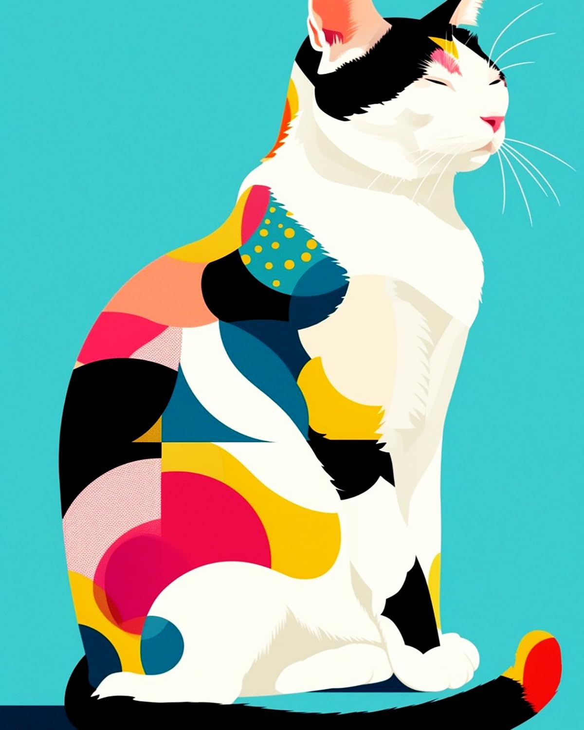 LIUBAISHI Paint by Numbers for Adults, Colourful Cat, 40x50 cm Acrylic Canvas Painting Kit