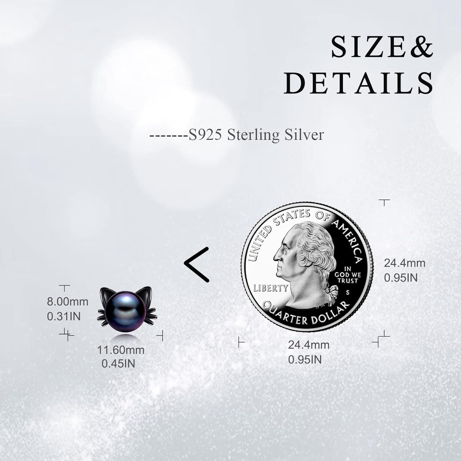 925 Sterling Silver Pearl Cat Earrings Cute Animal Earrings Studs Jewelry Gifts for Women