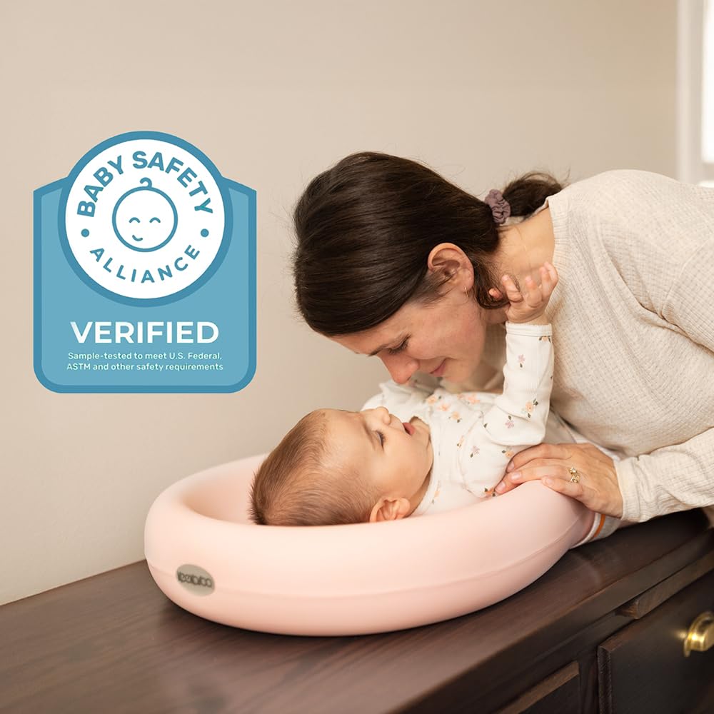 Keekaroo Peanut Changer Baby Pink– The Original Made in USA Easy-to-Clean Changing pad and The only Shell Over Foam, Fully impermeable to Fluid - Limited Edition Color