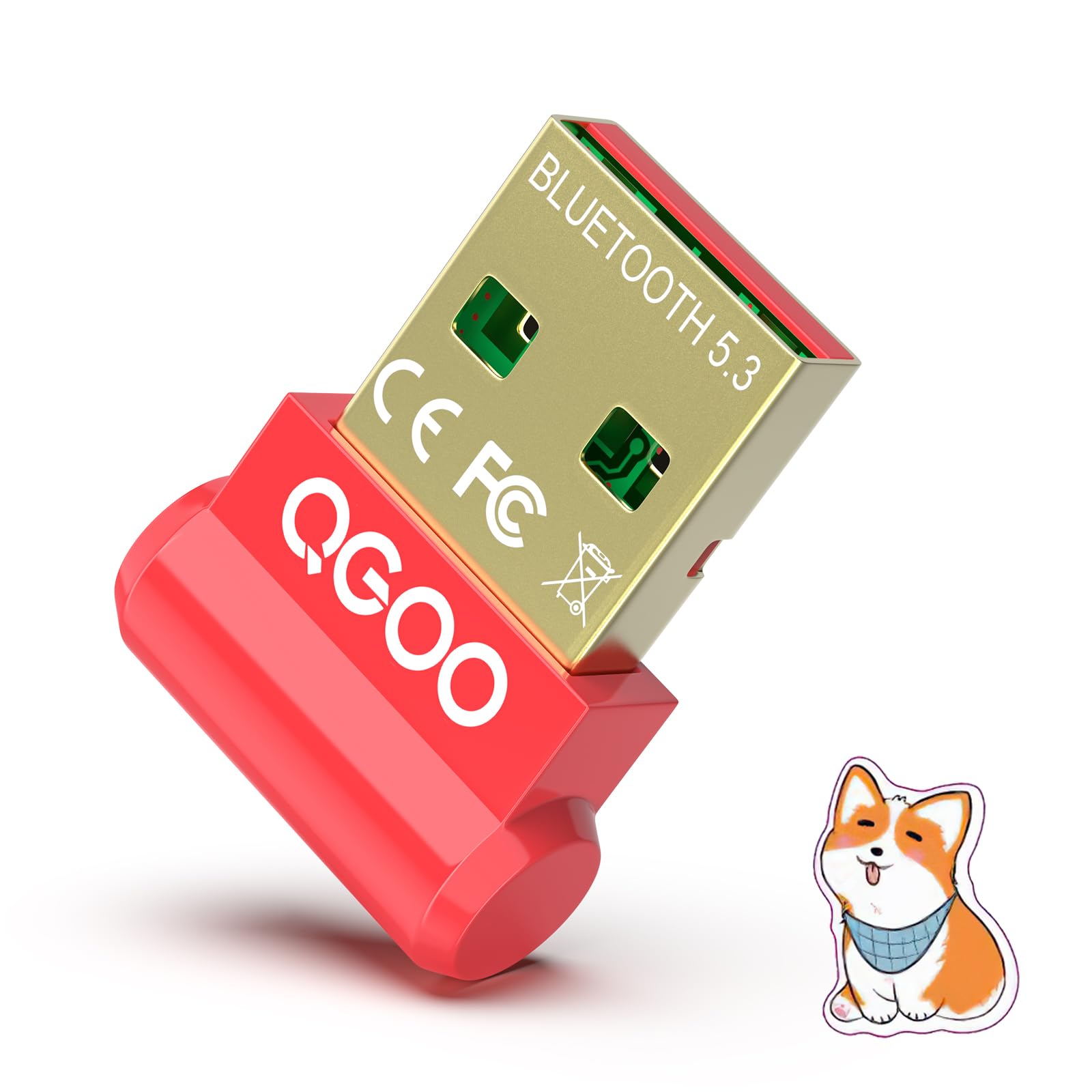 USB Bluetooth Adapter for PC - QGOO Bluetooth Dongle 5.3 EDR, Wireless Bluetooth Receiver for Desktop Computer Laptop Bluetooth Windows 8.1/10/11?red-098?