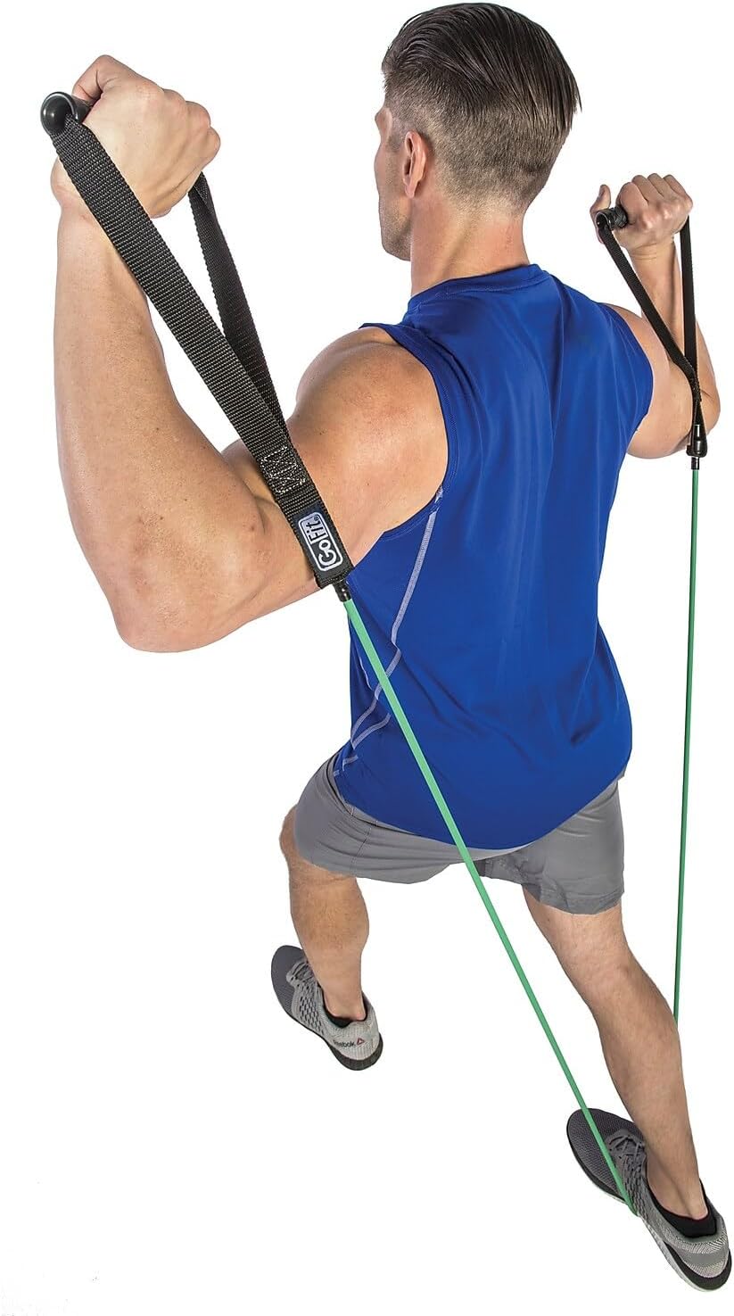 GoFit Pro-Grade Power Tubes with Handles - Resistance Tubes with Handles - Exercise Band - 30 lbs - Green - Body Building - Workout