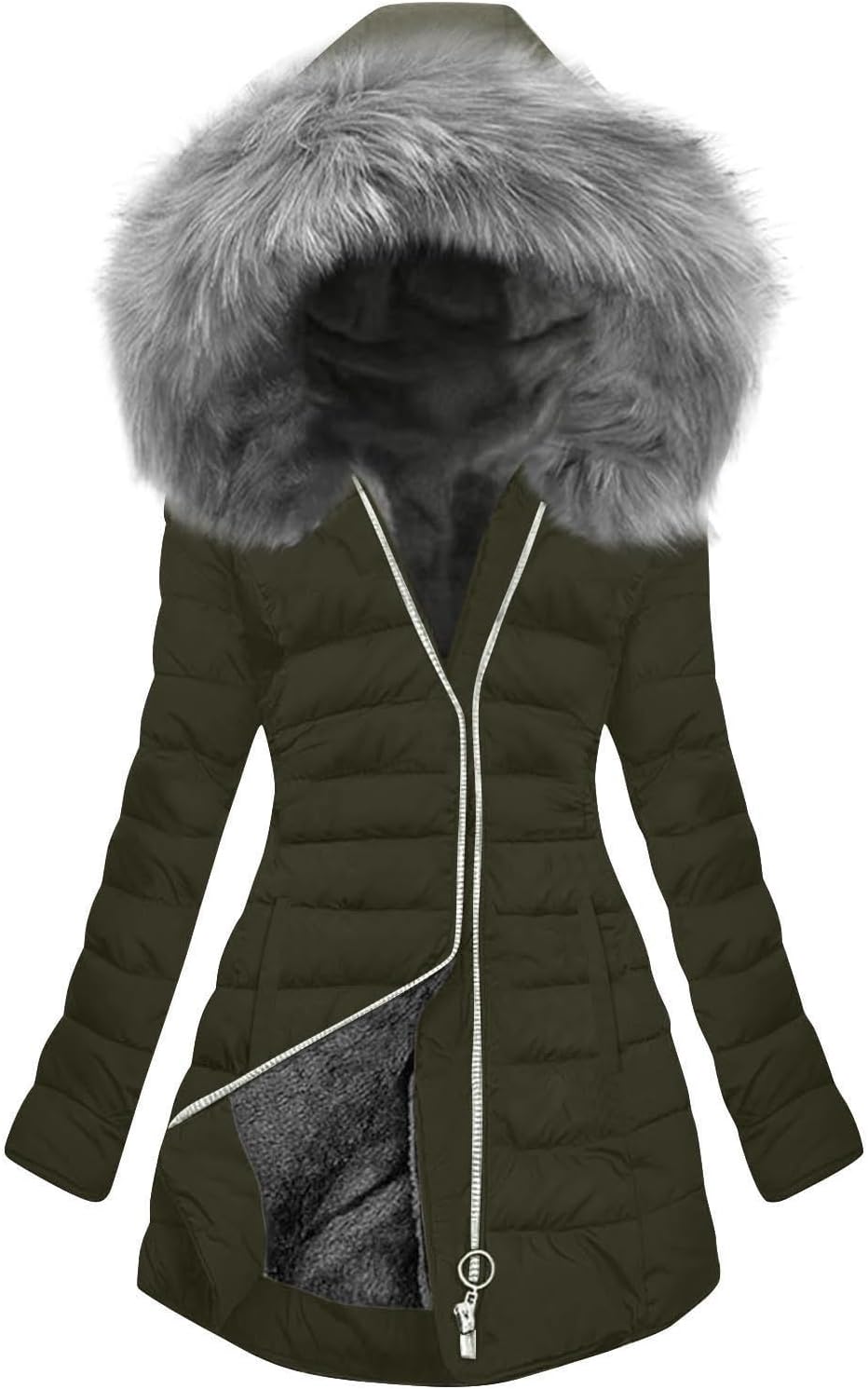Heated Jackets for Women Waterproof Fleece Lined Long Quilted Puffer Jacket Plus Size Winter Thicken Hooded Warm Parka down Coat
