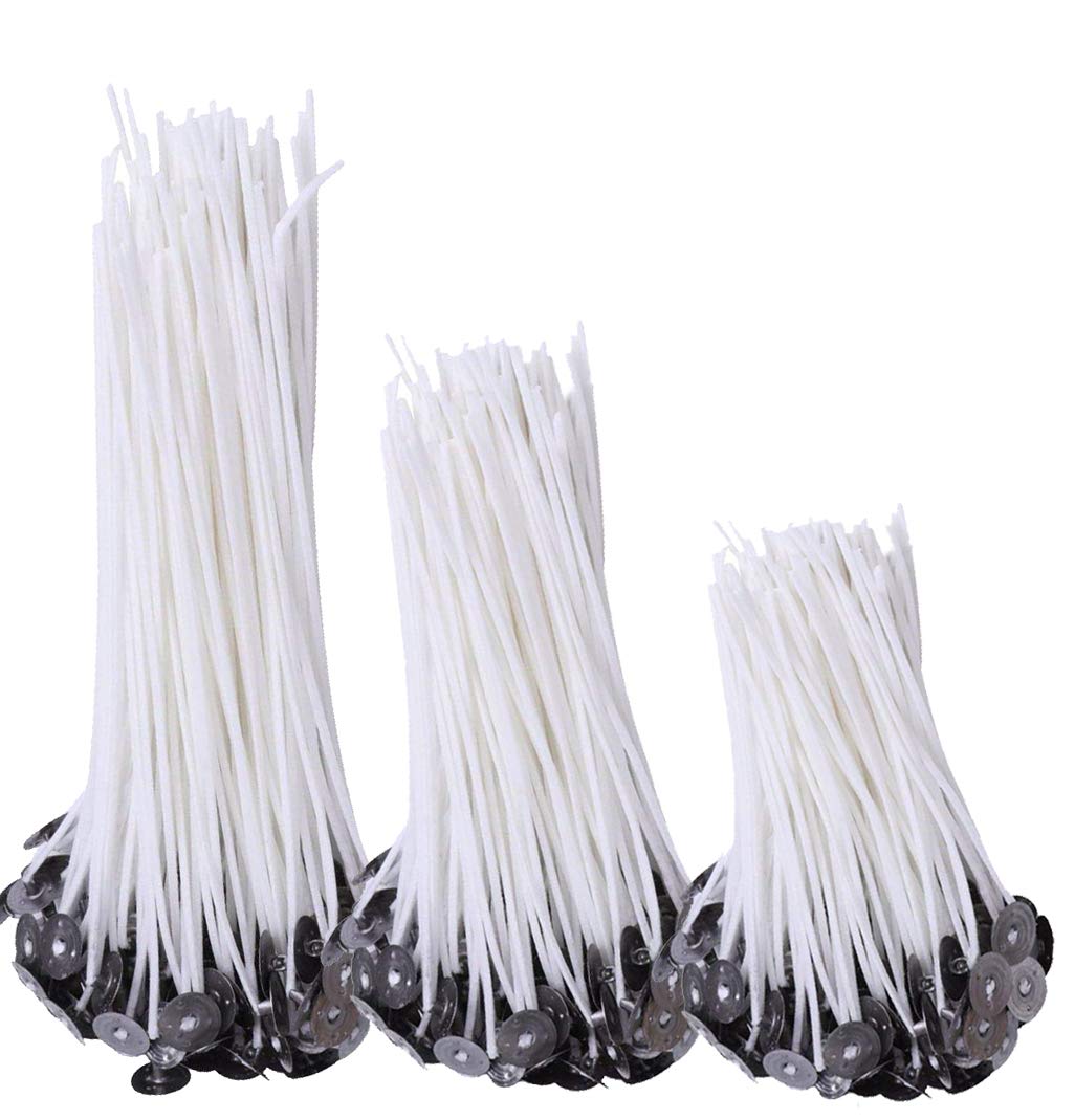 GINXIA Natural Cotton Candle Wicks 4", 6", 8" 50 Pcs Each Low Smoke Core for Making DIY 150 Pc