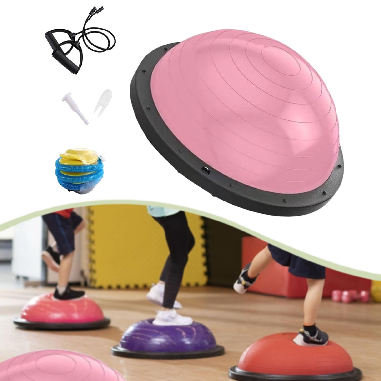 Balance Ball, Palla Semi-Ginnastica Gonfiabile, Dispositivo per L'allenamento Dell'equilibrio con Fasce di Resistenza E Pompa per Ginnastica,