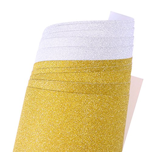 10 folhas de papel com glitter e glitter A4 da Rosenice, para scrapbook artesanal brilhante (dourado