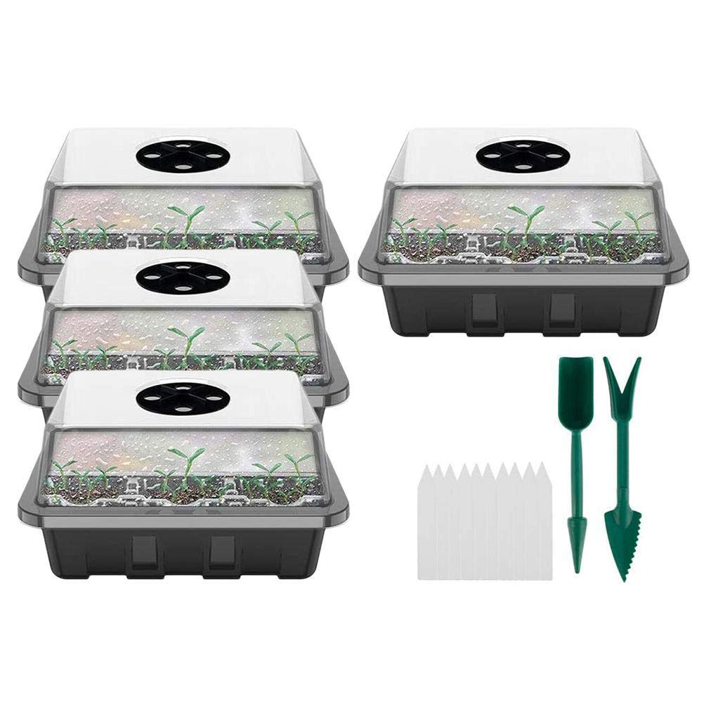 Greenhouse Propagation Boxes Plastic Propagator, 12 Cells Greenhouse Propagation Tray Windowsill Propagator Kit Indoor Mini Greenhouse Propagation Set with Lid and Ventilation