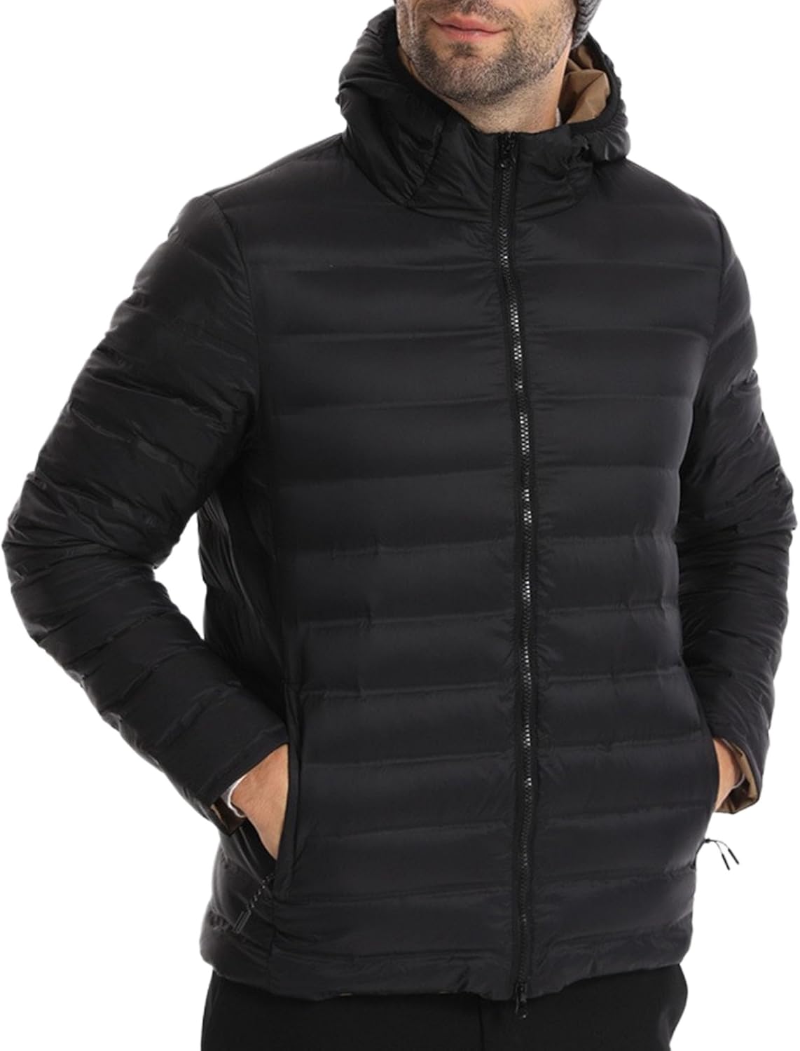 Maiyifu-GJ Men's Lightweight Puffer Jacket Hooded Winter Coat Thicken Windproof Warm Down Quilted Coat Outerwear