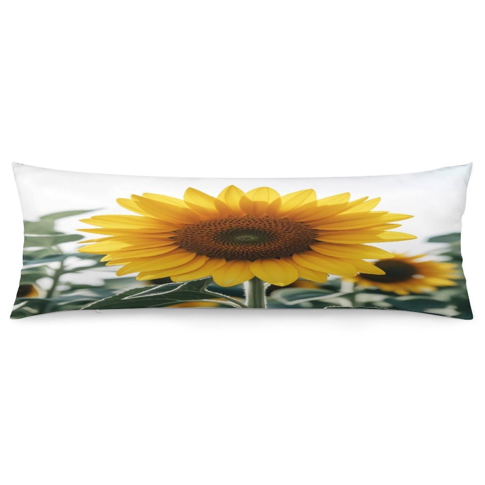 Bloom Sunflower Pillowcase Decorative Body Pillow Cover Soft Full Long Pillow Case Breathable Large Body Pillowcase Cute Cozy Pillow Sham for Bed Couch Sofa 18.9 X 53 Inch