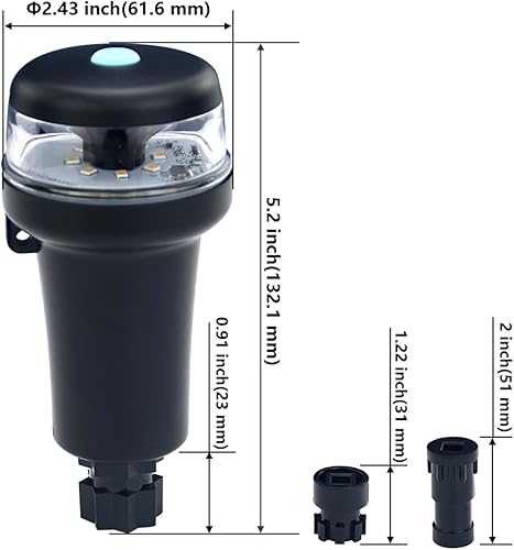 Miniatura 6 de CLGMarine Kayak Battery Portable Navigation LED Lights Multi- Adaptors 3AA Battery Inflatable Boat Surface Mount Adhesive Base (White (With