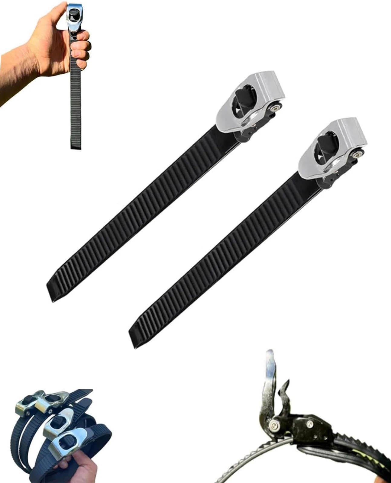 Grip Lock Strap, Adjustable Heavy-Duty Locking Straps with Metal Ratchet Buckle, Connectable Multipurpose Nylon Webbing Buckle Straps for Home, Car, Outdoor Storage(2 pcs,50cm/19.7inch)