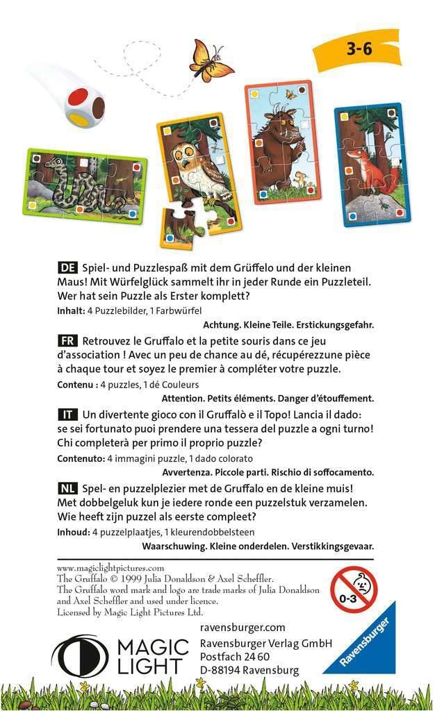 Gra upominkowa Ravensburger - 20874 - Puzzle Gruffalo Dice - Zabawna gra w kości i kolekcjonerstwo z gruffalo dla dzieci w wieku 3 lat i starszych