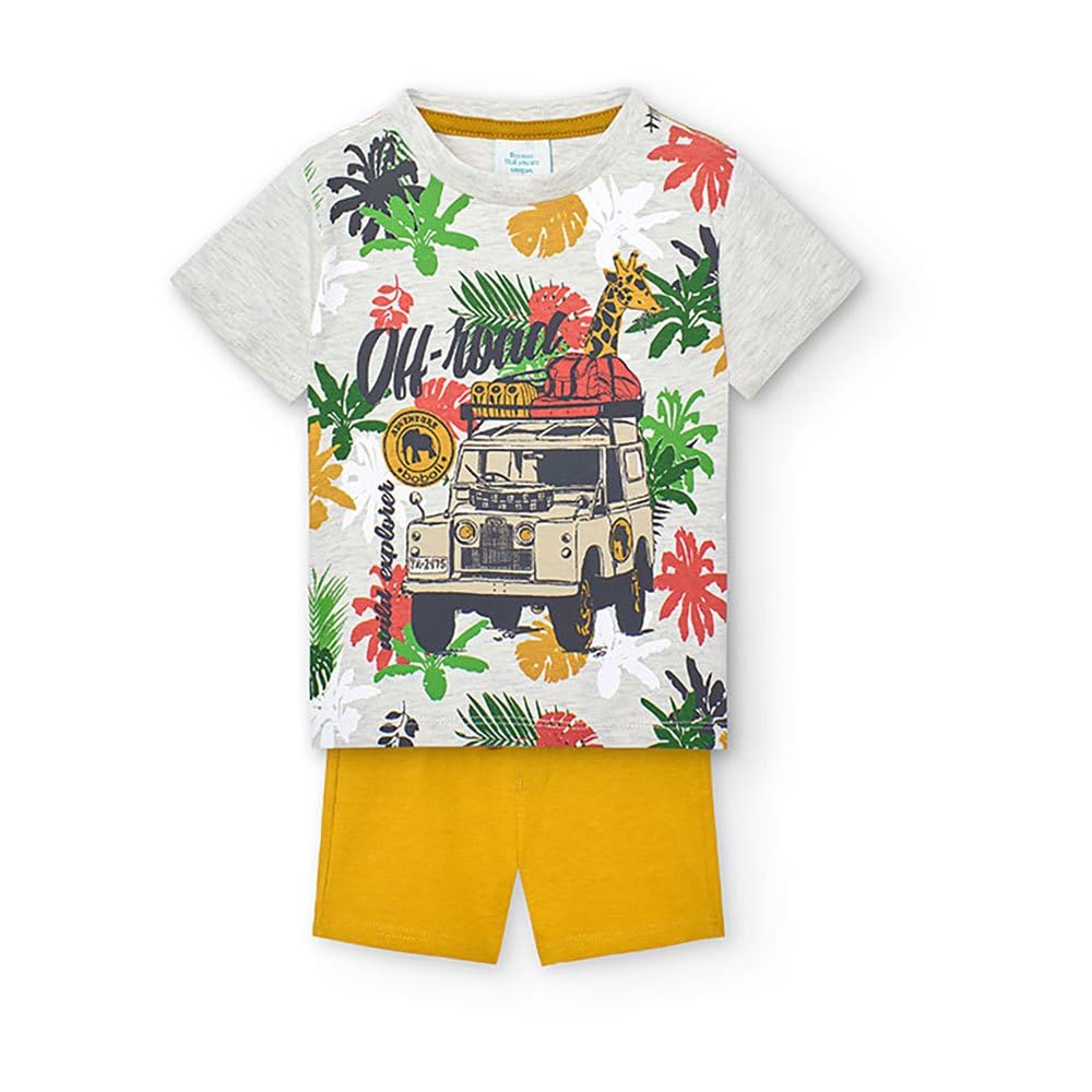 boboli Chandal Niño Verano – Conjunto Deportivo Niño – 100 Algodón - Conjunto Verano Niño – Camiseta manga corta y Pantalon corto para niño - Ropa de bebe niño de 1 años a 4 años