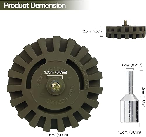 Miniatura 6 de TUCANA Rueda de goma con diseño ranurado verde, herramienta para quitar calcomanías y adhesivos, elimina rayas, calcomanías y gráficos en