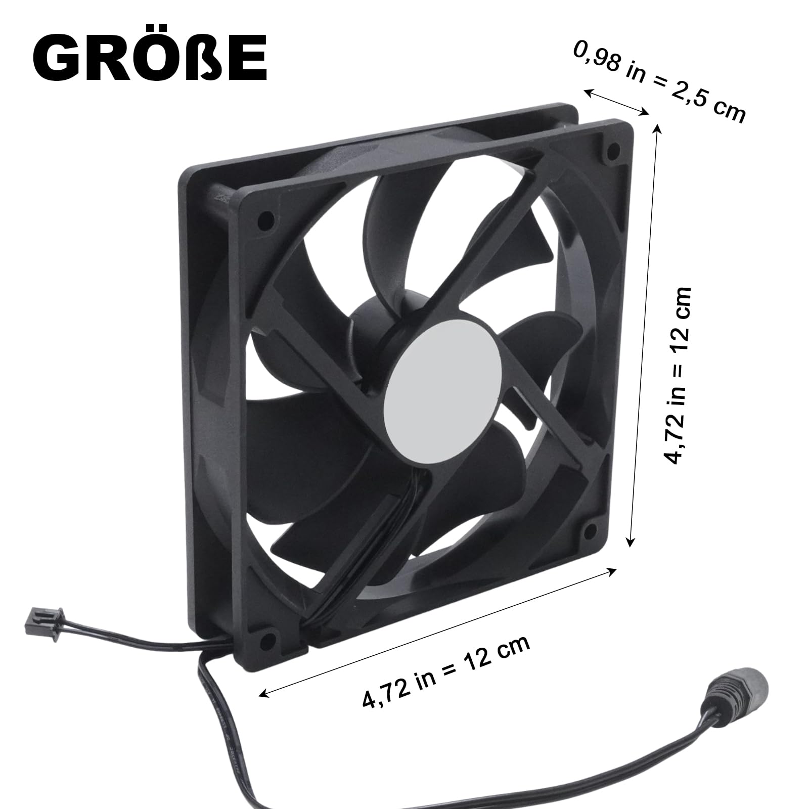 Hoypeyfiy Ventola per alloggiamento di grandi dimensioni, 4 x 120 mm, velocità regolabile, per alimentatore da 12 V CC o 100-240 V AC, versatile per raffreddamento PC e rack server