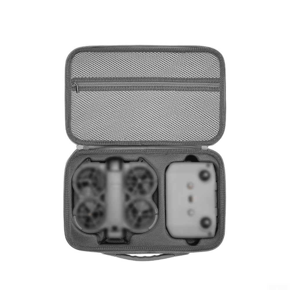 Borsa per accessori per droni, 31,5 x 10,8 x 20,8 cm, elegante custodia grigia in PU con scomparto multifunzionale per DJI NEO 2 Crossbody design