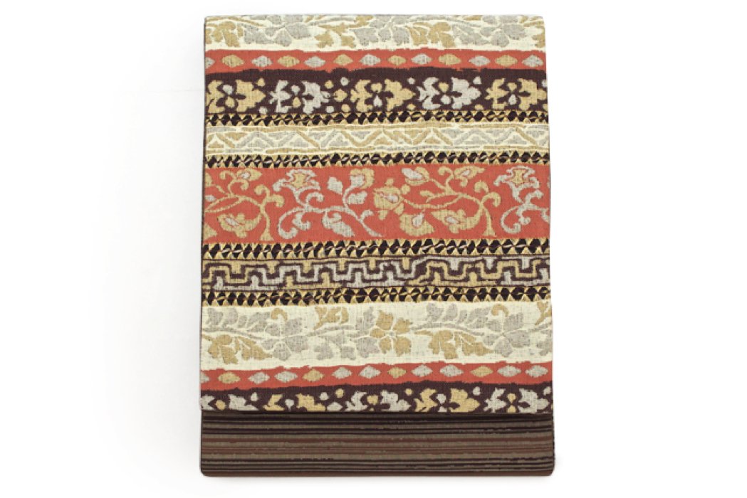 Amazon | [SOUBIEN] (ソウビエン) 袋帯 未仕立て 茶 古代文様 リボン