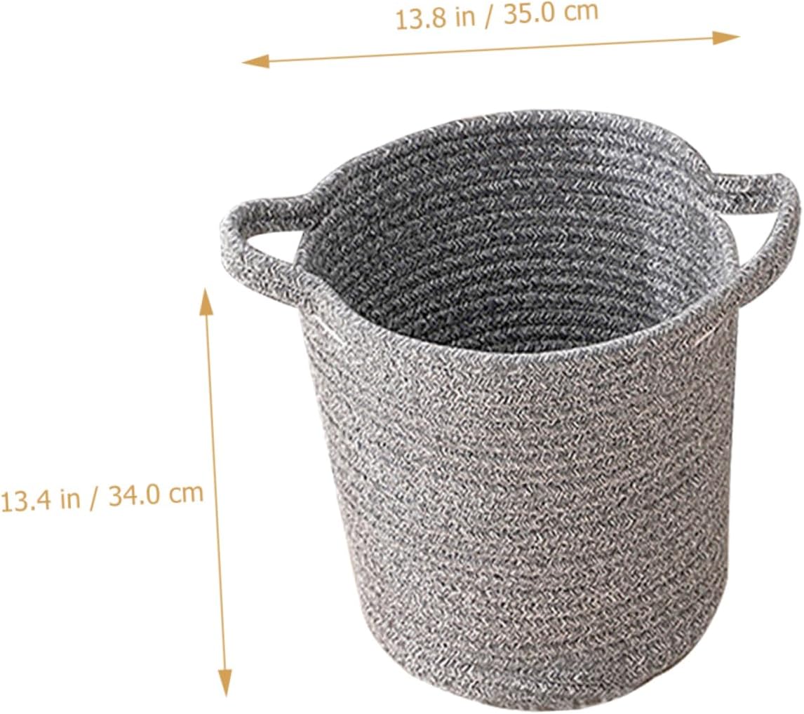 Large Cotton Rope Laundry Hamper Dual Color Grey Sturdy Storage Basket for Clothes Blankets Portable Practical Organizer for Bathroom Nursery Laundry Closet