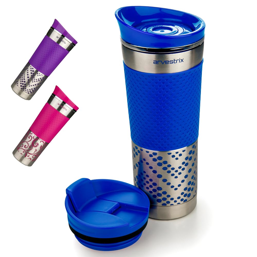 Travel Mug 450ml – Insulated Stainless Steel Coffee Cup, Leakproof Double-Walled Reusable Flask, Keeps Drinks Hot or Cold, Cup Holder Friendly (Blue)