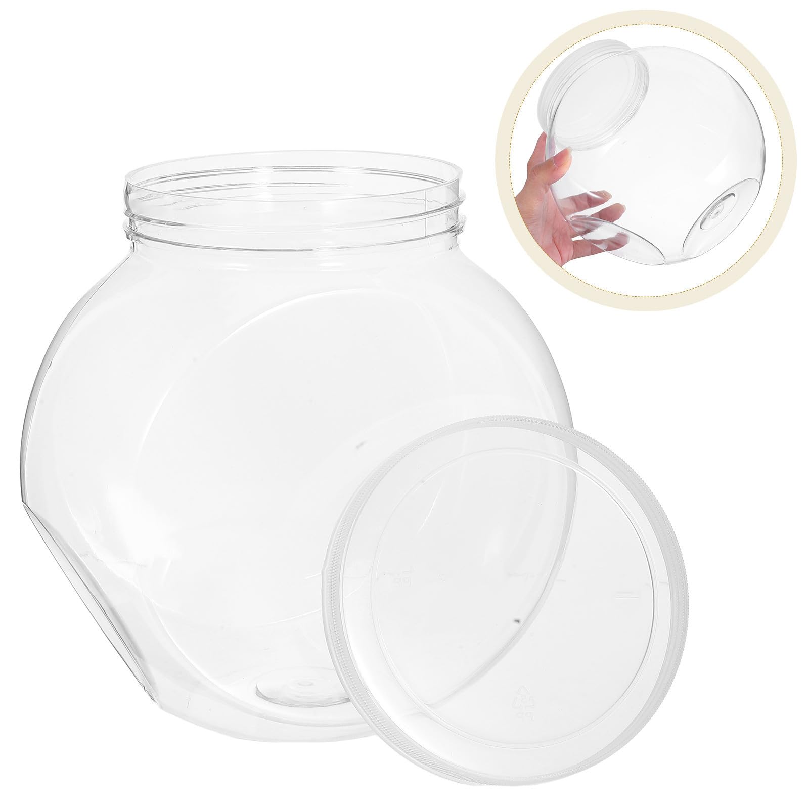 Tarros Redondos de Plástico Transparentes 4 Piezas 2100 Ml | Tapa Incluida, Uso en Cocina y Viaje, Interior Liso y Limpieza Sencilla
