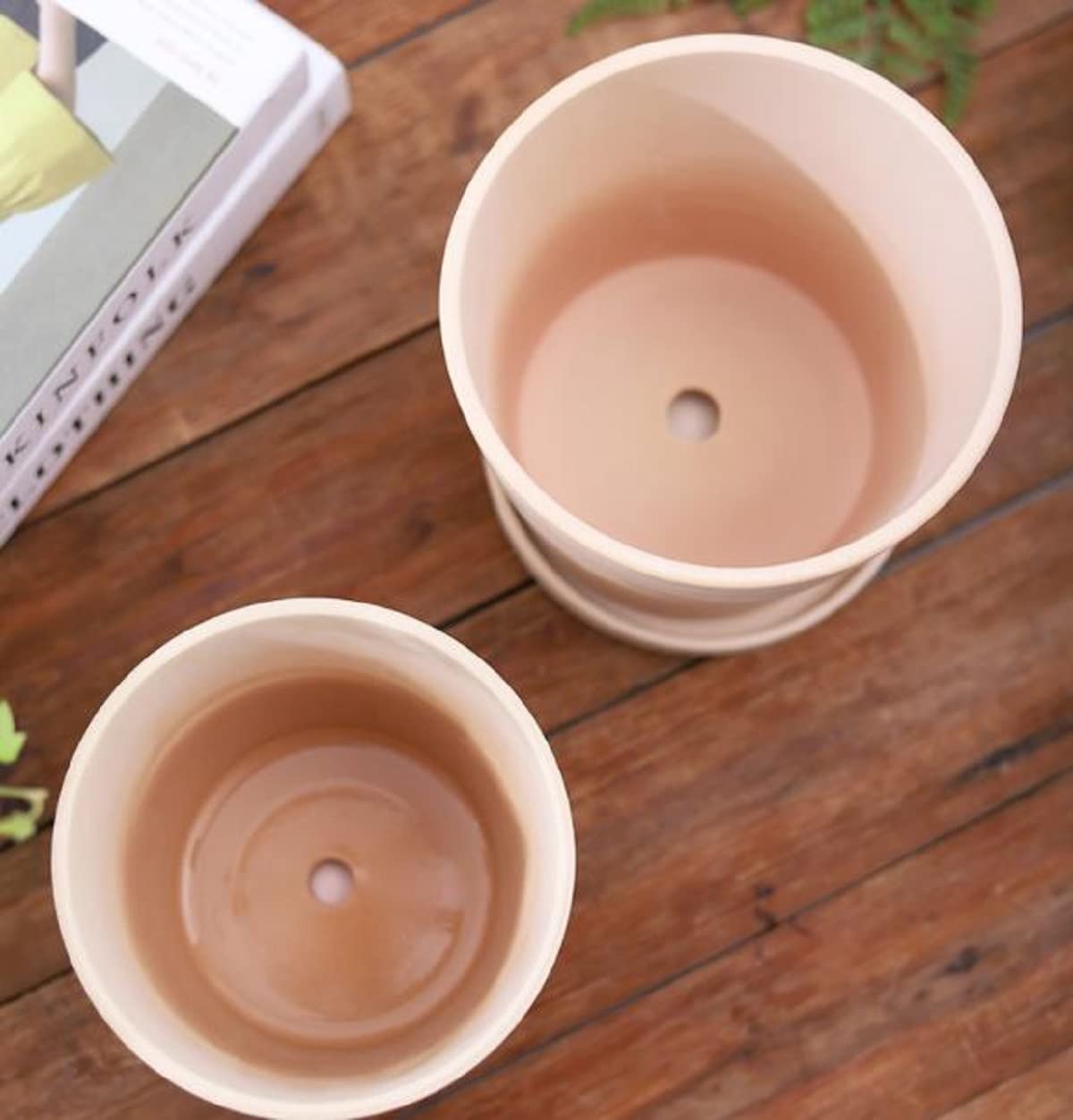Amazon.co.jp: 景徳焼 陶器钵 陶土 素烧 植木鉢 鉢 受け皿付き 観葉 
