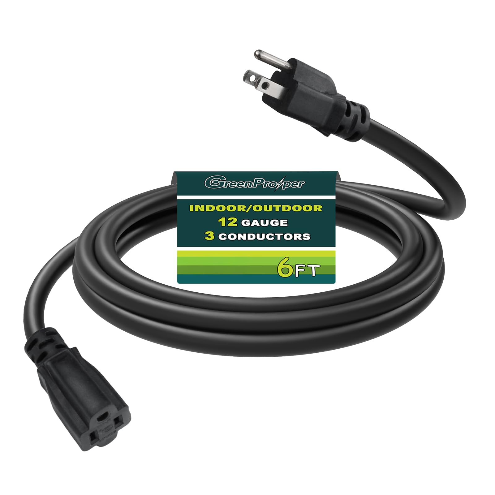 コードパーフェクト15P 6 FT 12 Gauge Extension Cord Outdoor, Heavy Duty Weatherproof