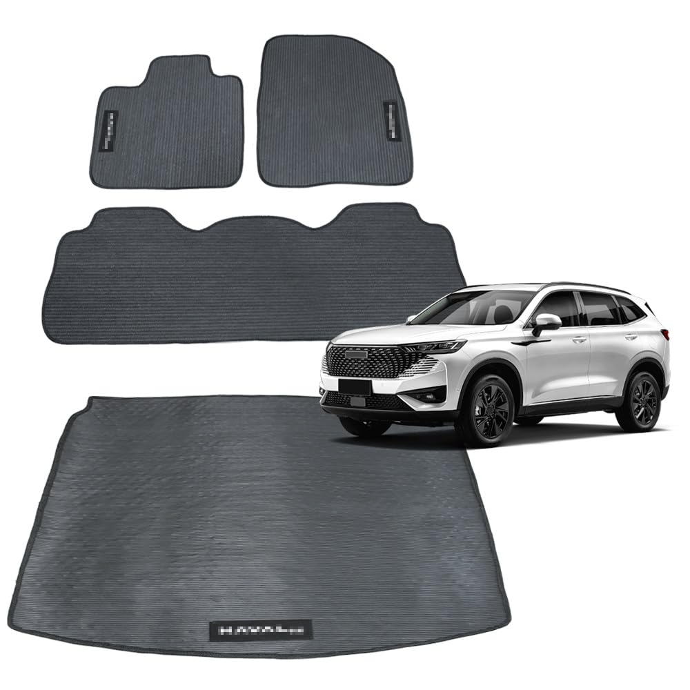 Tapete Automotivo Haval H6 2023 2024 2025 Borracha 3 Peças com Protetor de Porta Malas