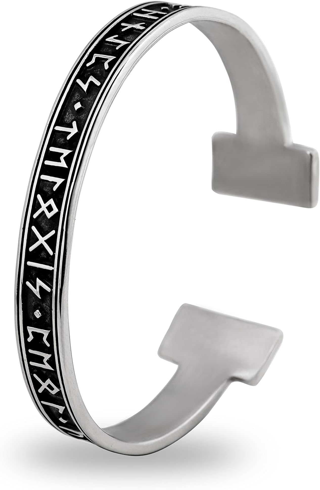 HAQUILViking Runes Elder Futhark Cuff Bracelet, Norse Viking Jewelry Gift for Men and Women