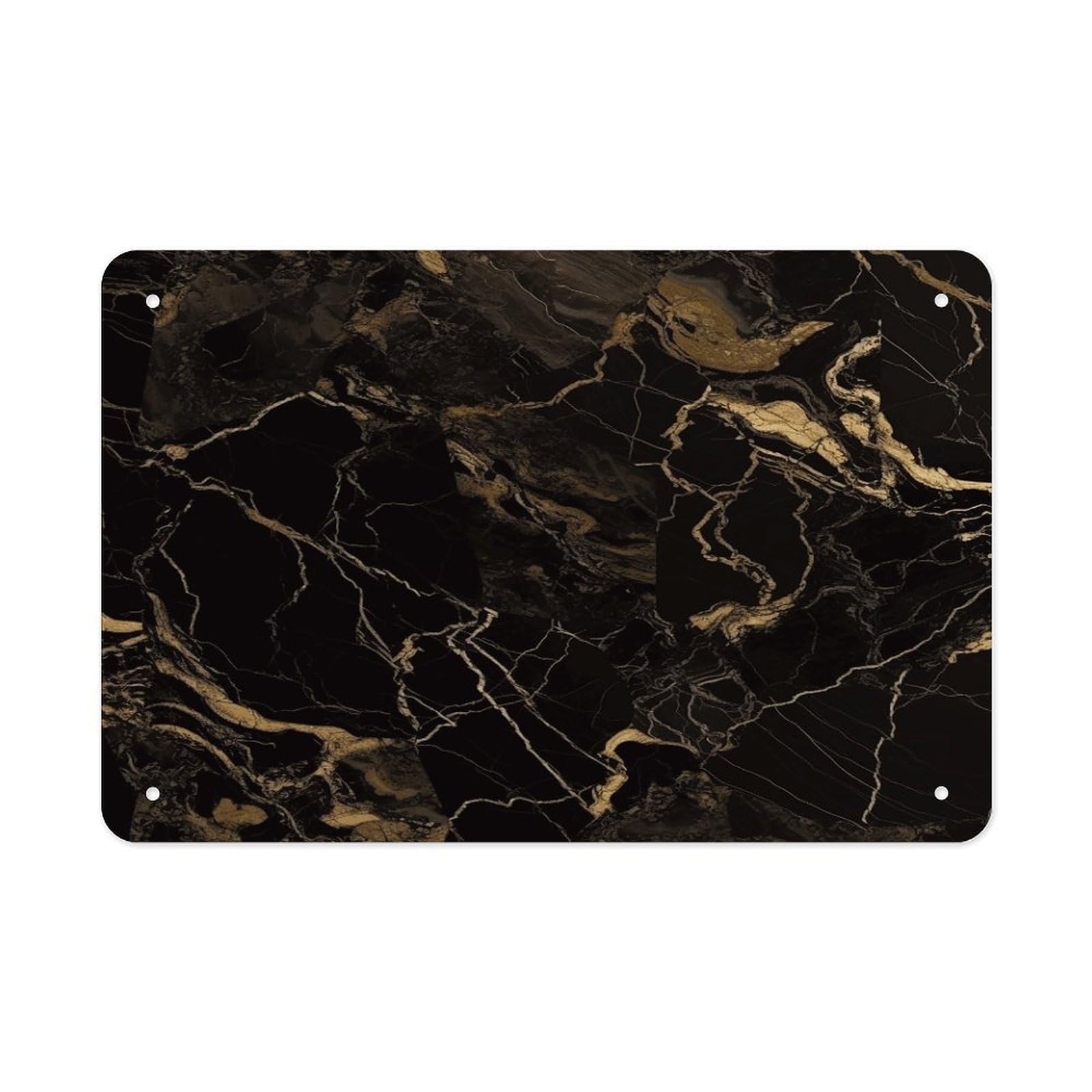 Fekiloot Style Gold Black Marble Metal Signs Wall Art Tin Sign