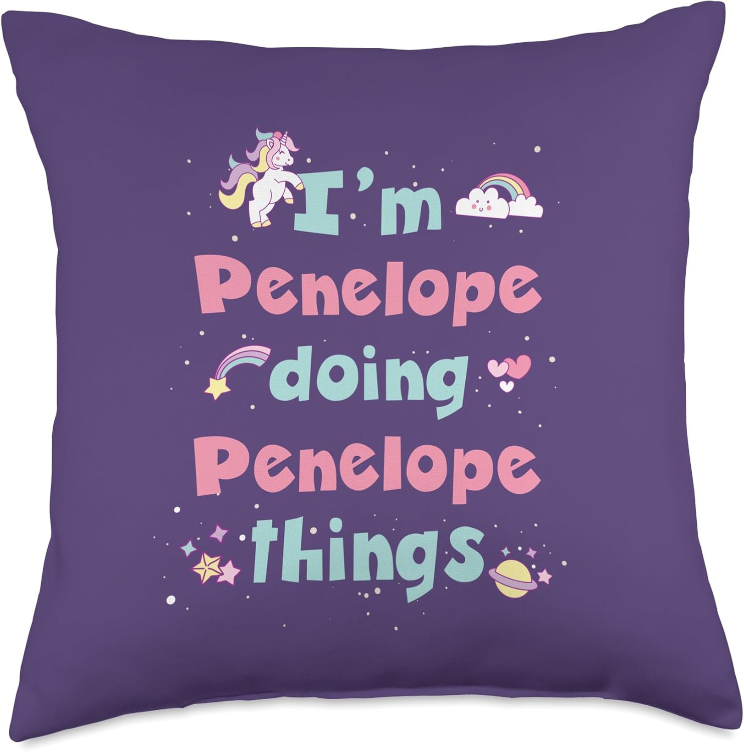 Cute Penelope Personalized First Name Girls Throw Pillow