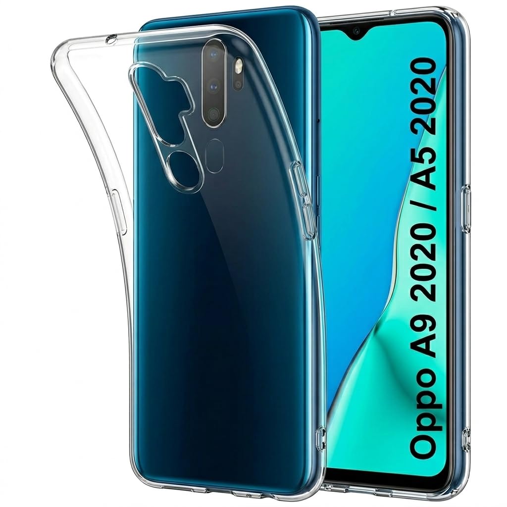 JANAK RAJ Soft Crystal Clear Back Case Cover Compatible with Oppo A9 2020 / A5 2020 | 100% Transparent Shockproof Silicone 360 Protective Design - Clear