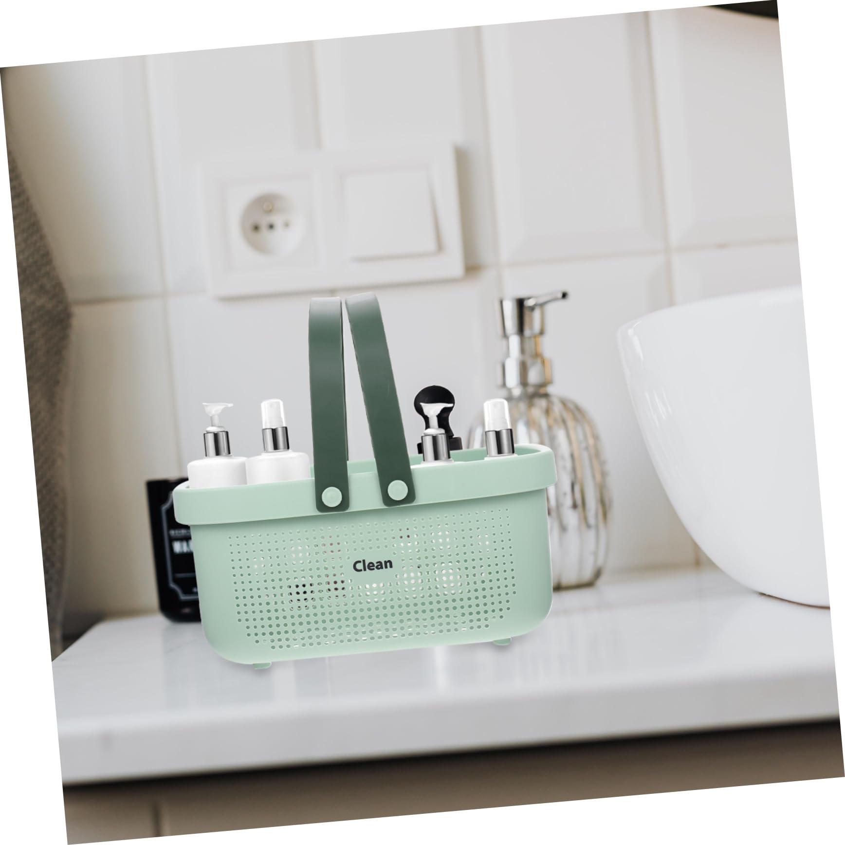 FOMIYES Cesta Portátiles Baño Diseño Hueco de Gran Capacidad y Asas Ligera Organizar para Productos de Limpieza en Cocina Dormitorio y Ducha