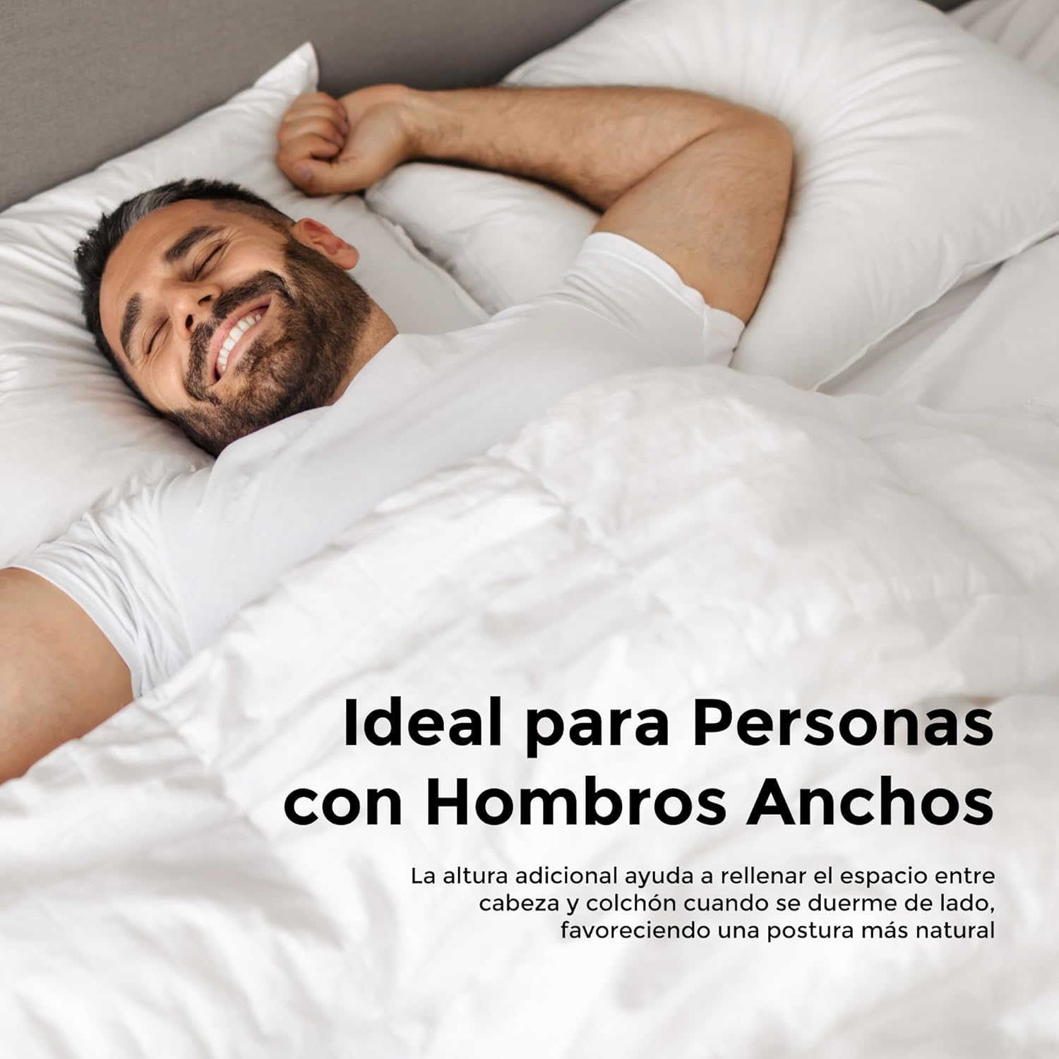 Almohada Extra Firme y Alta para Dormir de Lado Soporte Cervical Ergonomico Gran Volumen Transpirable Funda Lavable Recupera Forma - 150cm