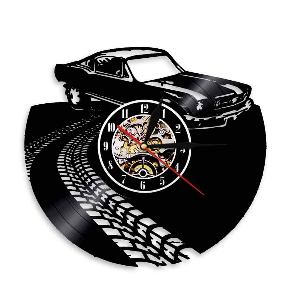 ELD 30cm Vintage Antique Cars Transportation Wall Clock Classic Sports Car Family Car Vinyl Record Watch Horloge 3D Quartz Duvar Saat 7 Color Change Friend Gifts