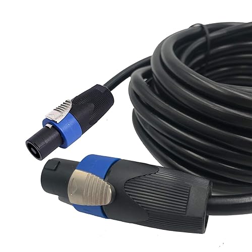 Miniatura 8 de Paquete de 2 cables Speakon Pro a Speakon de 15 pies, par de cables de conexión de 12 AWG, cable de audio Speakon profesional con conectores NL4FC