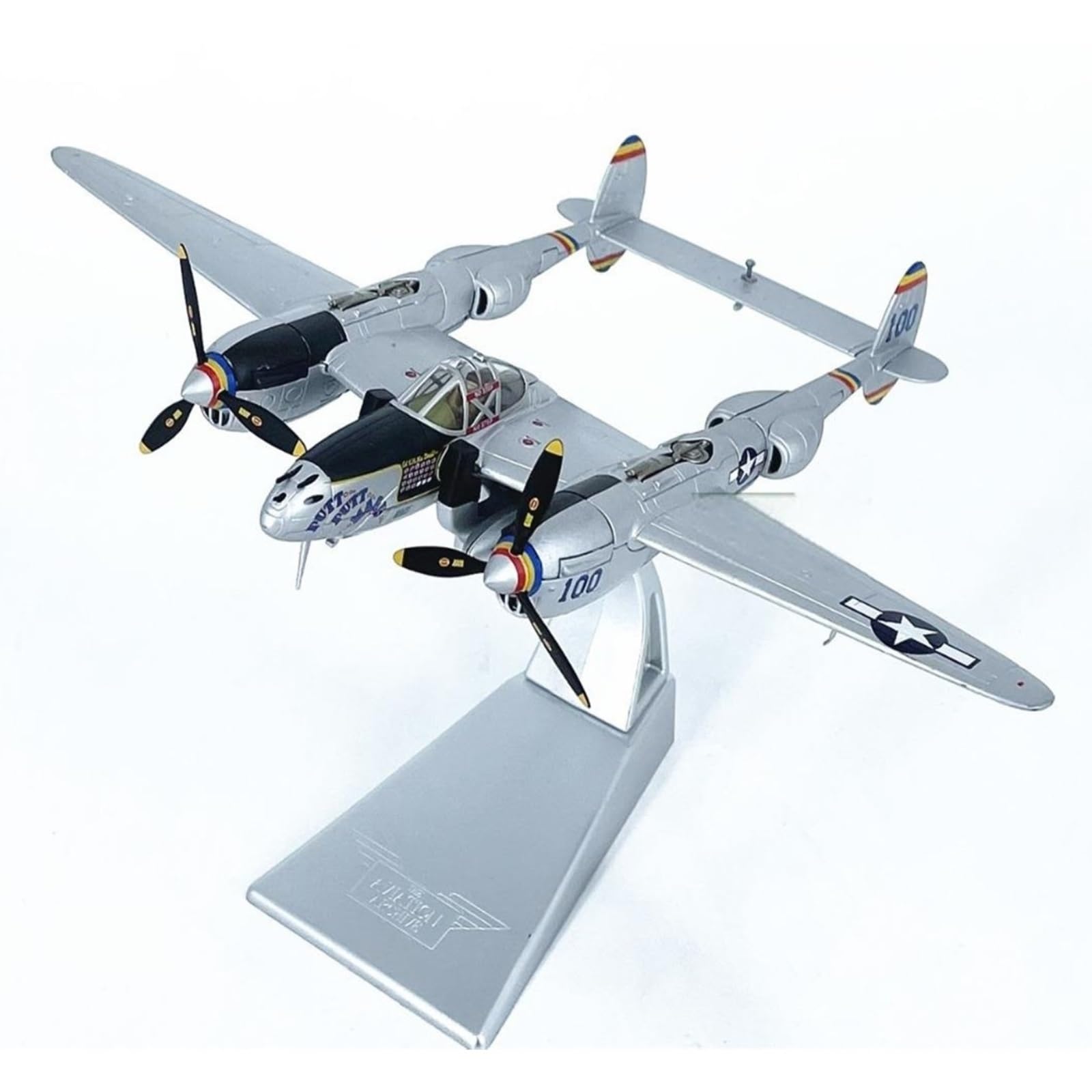 Avión P-38 de combate escala 1:72 gris en metal fundido a presión 8