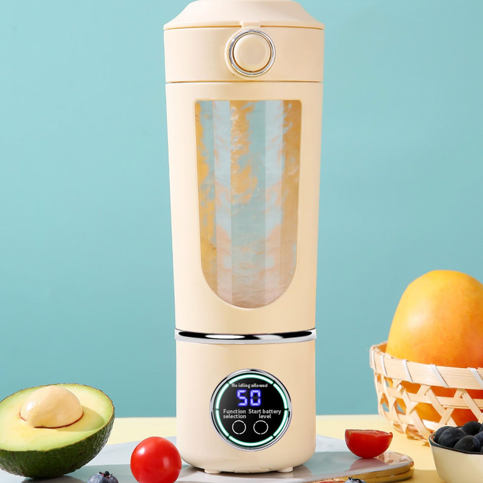 Luocute Przenośny Blender, 700 Ml 7,4 V 12 Ostrzy ładowani Mini Mikser Owocowy Mini -sokowirówki, Odpowiedni do Gimnastycznego Biura Sportowego na świeżym Powietrzu (Beżowy)