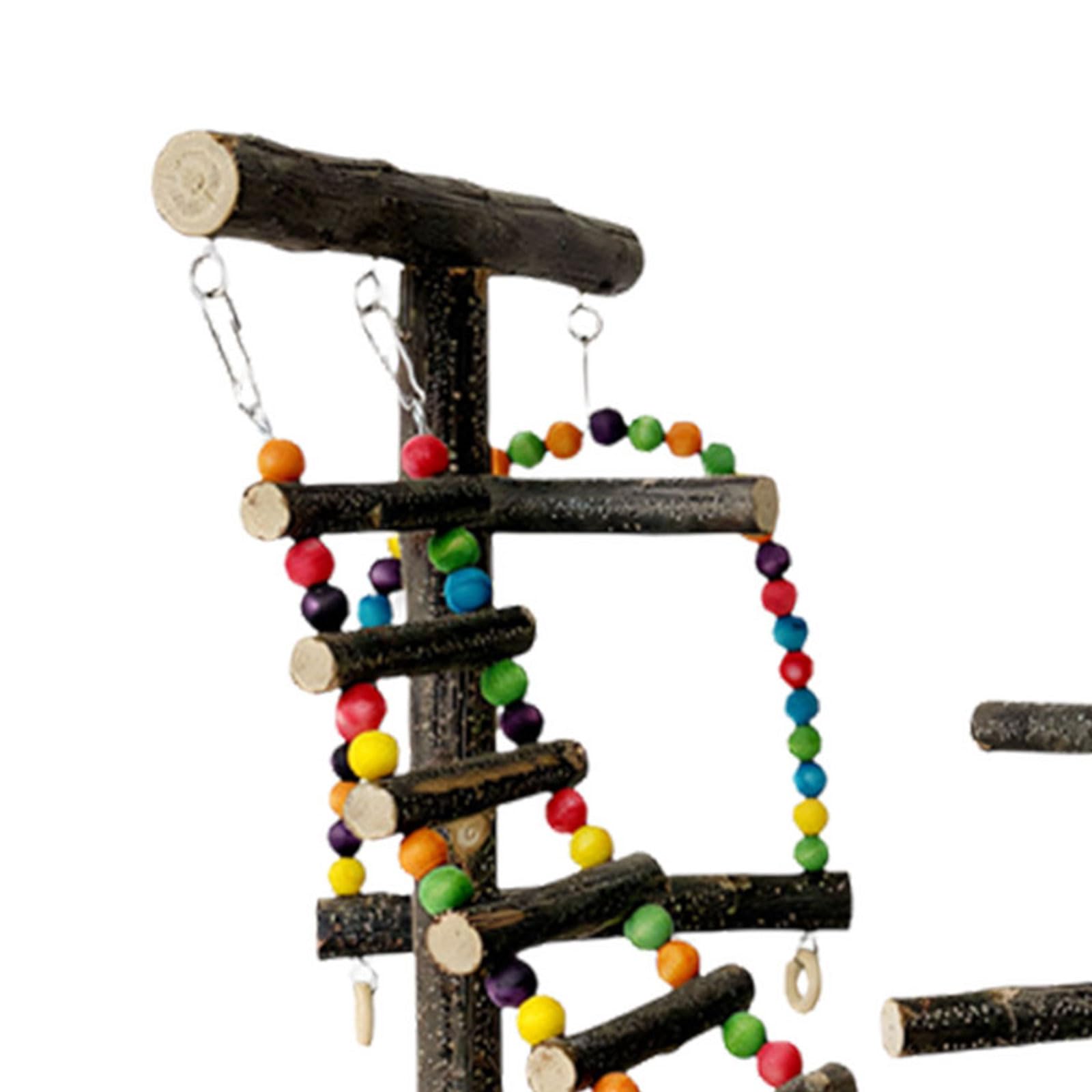 Piattaforma di supporto per uccelli in legno per pappagalli altalena giocattolo per uccelli appeso altalena stand da masticare perline giocattoli accessori per animali domestici