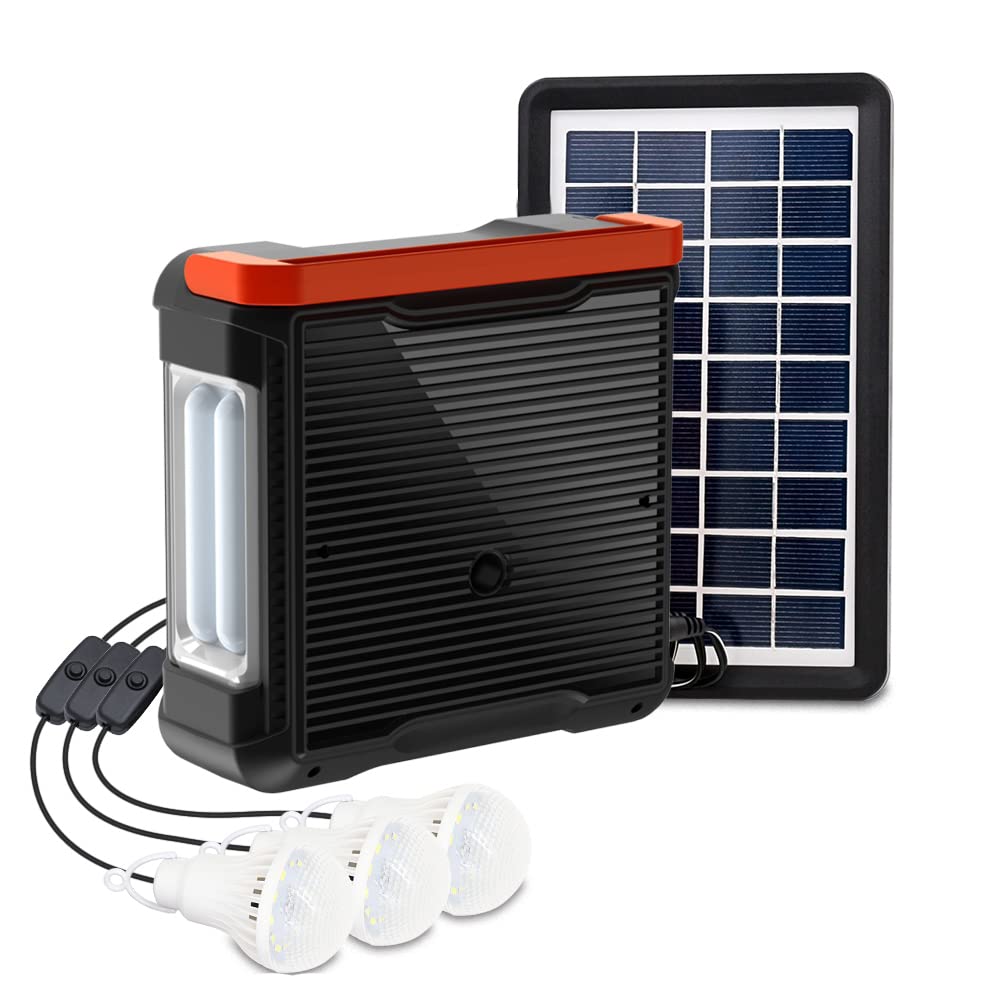 Pick Ur Needs Solar Emergency Portable Rechargeable Power Station Kit with Solar Panel With USB Feature Charging Feature for Outdoor Camping, Home Emergency Power Supply